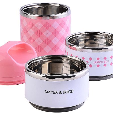 Термос пищевой 3 секции розовый Mayer&Boch