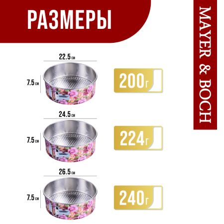 Набор форм для выпечки 24.5x7.5/22.5x7.5/26.5x7.5 см MAYERBOCH 28958-59-60