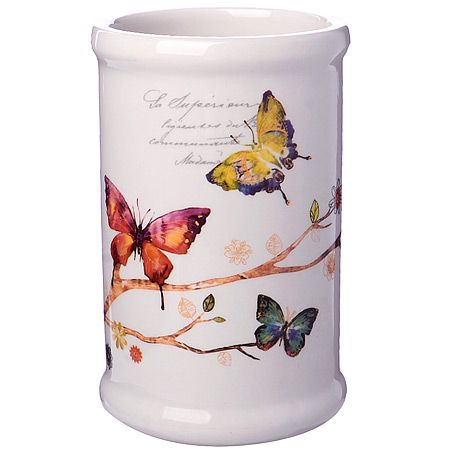 Подставка с кухонными приборами Бабочки в саду, доломит/железо/дерево 60136 LORAINE