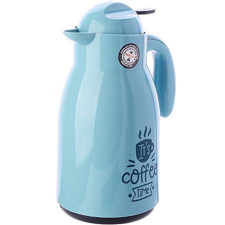 Термос 1000 мл пластик, голубой Coffee