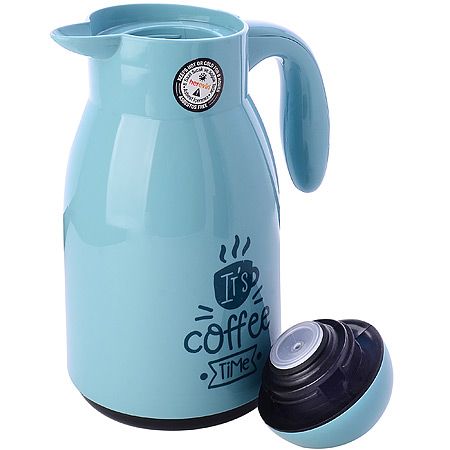 Термос 1000 мл пластик, голубой Coffee