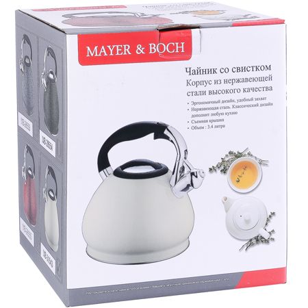Чайник 3.4 л из нержавеющей стали со свистком Mayer&Boch 31543