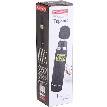 Термос 0,75л нержавеющая сталь черный Mayer&Boch