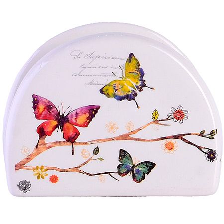 Салфетница на стол 9.5х4.4х7.1 см Бабочки в саду, доломит 60130 LORAINE