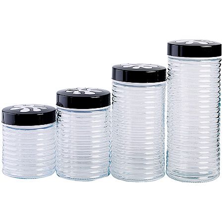 Набор банок для сыпучик продуктов 4 предмета, стекло/полипропилен 31027 MAYERBOCH