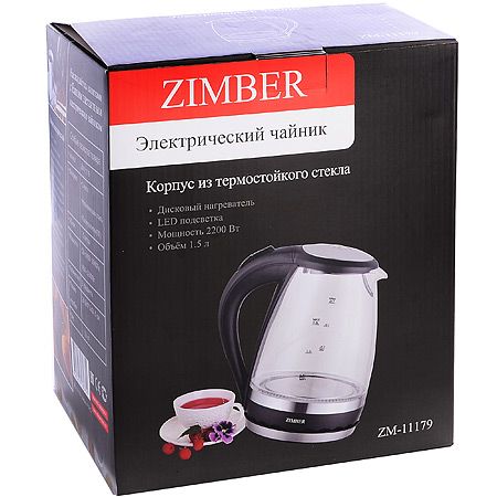 Электрический чайник 1,5л 2200Вт с подсветкой ZIMBER 