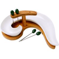 Менажница с подставкой 7 предметов, фарфор/дерево 12076 LORAINE