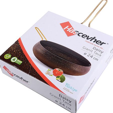 Сковорода алюминиевая 24 см мраморная крошка черный/золотистый Hascevher