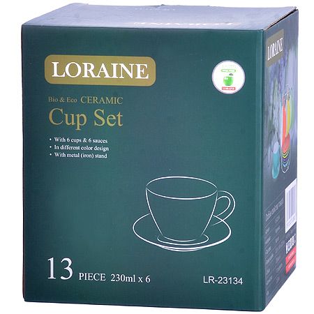 Набор чашек 6 предметов на подставке 250 мл и 6 блюдец 23134 LORAINE