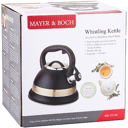 Чайник Mayer&Boch 3 л со свистком из нержавеющей стали цвет чёрный 