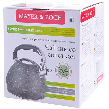 Чайник 3,4л из нержавеющей стали со свистком Mayer&Boch 