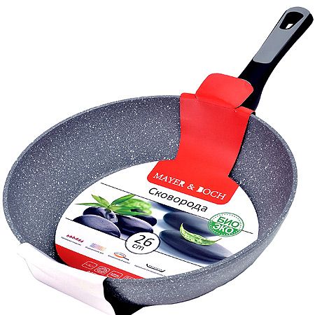 Сковорода 26 см мраморное покрытие, съемная ручка, серая Mayer&Boch