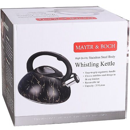 Чайник 3 л со свистком нержавеющая сталь белый Mayer&Boch
