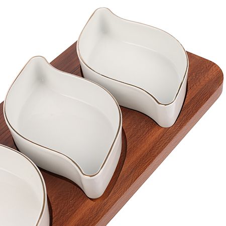 Менажница на подставке 3 блюда 18x10 см, фарфор, 4 предмета LORAINE 90031-317