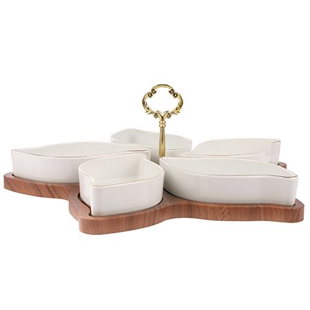 Менажница на подставке 5 блюд 18x10 см, фарфор, 7 предметов LORAINE 90033-320