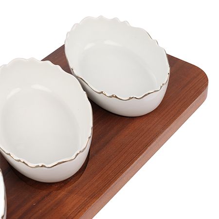 Менажница на подставке 3 блюда 14.5x9.5 см, фарфор, 4 предмета LORAINE 90036-331