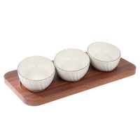 Менажница на подставке 3 блюда 14.5x9.5 см, фарфор, 4 предмета LORAINE 90050-509