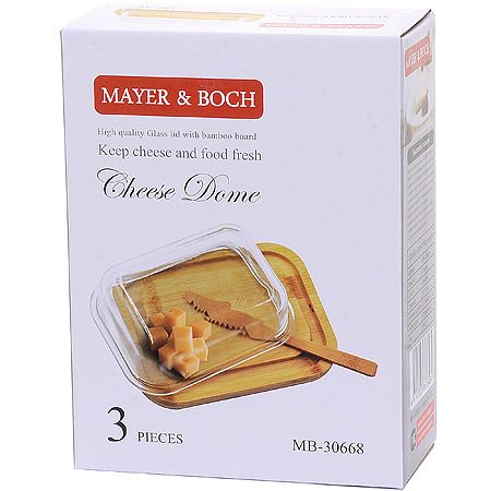 Масленка стекло-бамбук с ножом 12.8x6.4x17 см Mayer&Boch