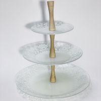 Ваза для фруктов КРУЖЕВО-2 3-х ярусная 6 предметов стекло/дерево 161763