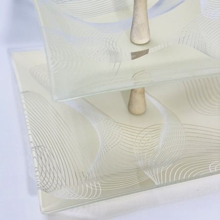 Ваза для фруктов БРИЗ 2-х ярусная, 4 предмета, стекло/дерево 161656