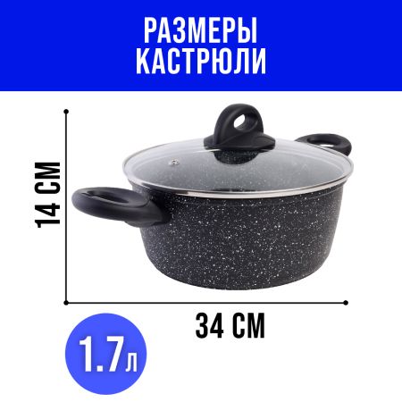 Кастрюля с крышкой 1,7 л антипригарное покрытие Mayer&Boch