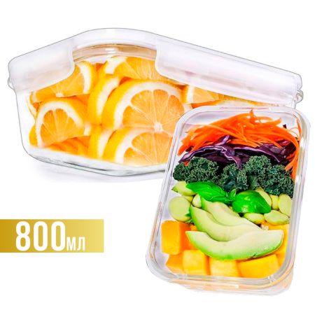 Контейнер-жаровня 800 мл стекло/пластик