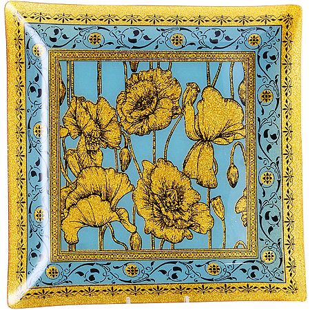 Набор квадратный тарелок из 7 шт, голубой, золотой 2009-14