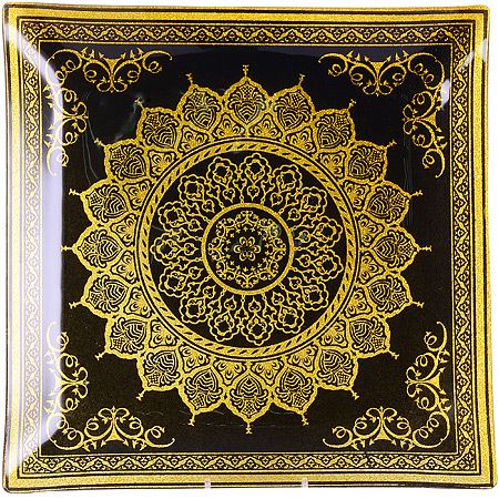 Набор квадратных тарелок из 7 шт, черный, золотой 2011-33