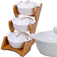 Баночки для продуктов 7 предметов 200 мл, фарфор/дерево 12125 LORAINE