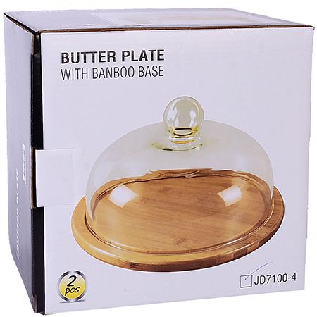 Сырница с крышкой 21х16 см, стекло/бамбук 12177 LORAINE