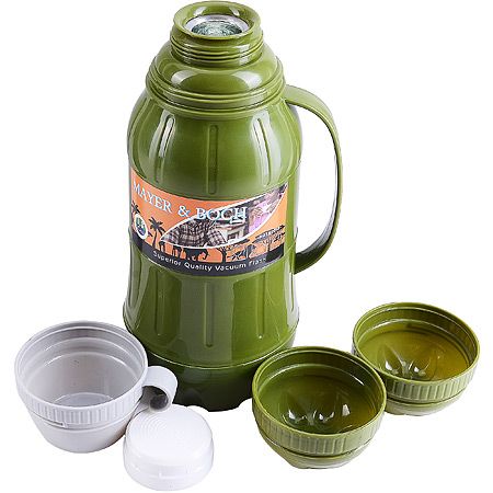 Термос 1,8л + 3 чашки стеклянная колба хаки Mayer&Boch
