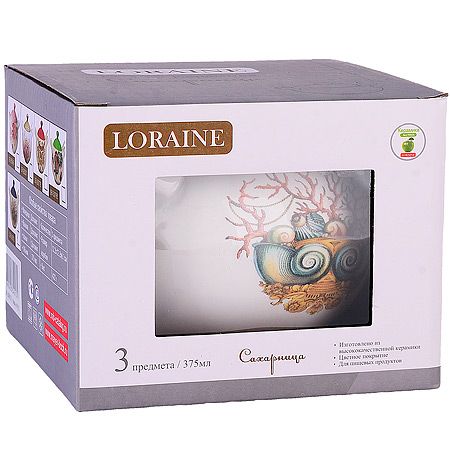 Сахарница с крышкой 375 мл с ложкой 3 предмета Страна чудес 30812 LORAINE