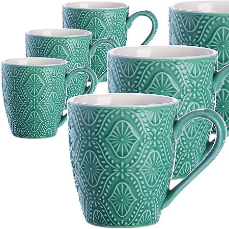 Набор кружек 7 предметов 220 мл на подставке бирюзовый LORAINE