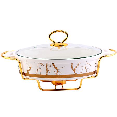 Мармит 1,2 л на 1 свечу с крышкой на подставке овальный LORAINE