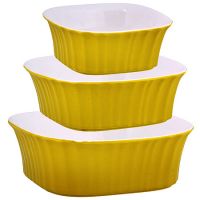 Набор салатниц Loraine 3 предмета квадратные из керамики цвет желтый 