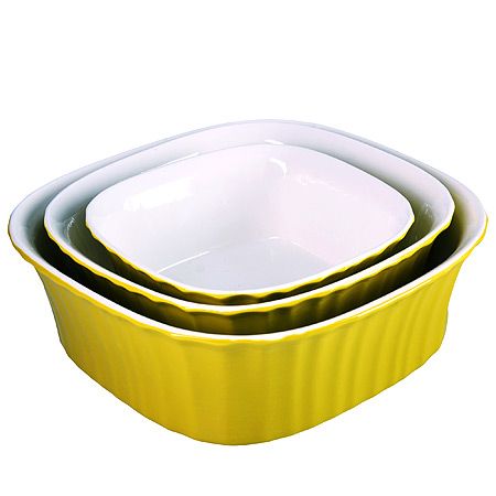 Набор салатниц Loraine 3 предмета квадратные из керамики цвет желтый 