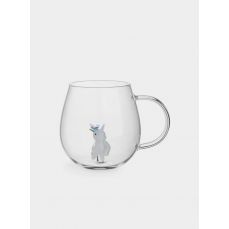 Кружка 450 мл, стекло, Кролик с цветком, Easter