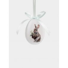 Подвеска, пасхальное яйцо, 6 см, пенопласт, Кролик с цветами, Interior Easter