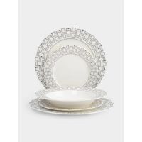 Сервиз обеденный на 6 персон, 18 предметов, фарфор, белый, Орнамент, Greco