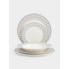 Сервиз обеденный на 6 персон, 18 предметов, фарфор, белый, Орнамент, Greco