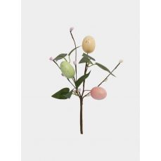 Ветка декоративная, 20 см, пенопласт/бумага, Ветка с цветными яйцами, Interior Easter