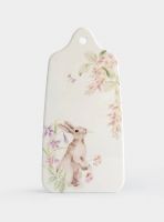 Подставка под горячее 14x28 см, керамика/пробка, белая, Кролик в цветах, Flower Rabbit