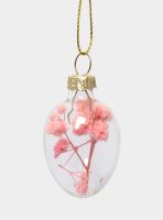 Подвеска декоративная, 3х4 см, с сухоцветами, стекло, розовая, Яйцо пасхальное, Interior Easter