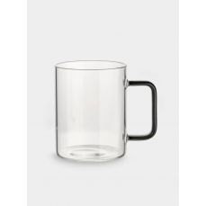 Кружка 400 мл, стекло, с серой ручкой