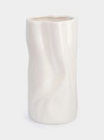 Ваза для цветов 23 см, керамика, молочная, Мятый эффект, Drapery