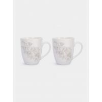 Кружка 390 мл, 2 шт, фарфор, белая, Бежевые цветы, Lorenzo