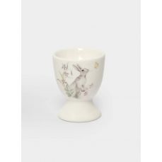 Подставка для яйца 7 см, керамика, белая, Кролик с цветами, Flower Rabbit