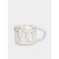 Кружка 460 мл, керамика, молочно-голубая, Цветы, Mint flowers