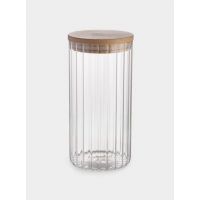 Банка для сыпучих продуктов 1 л, стекло/бамбук, Grand