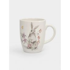 Кружка 330 мл, керамика, белая, Кролик с цветами, Flower Rabbit